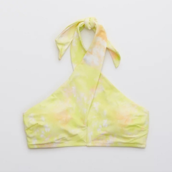 39. aerie Crossover Keyhole Halter Bikini Yellow Orange - Picture 4 of 6